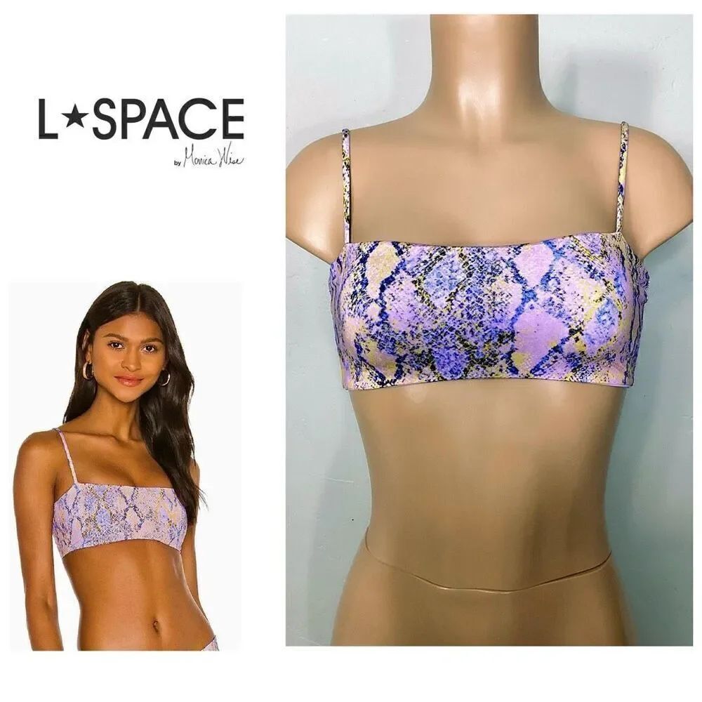 New. L*SPACE Purple snake print bikini top. Small. Retails $88